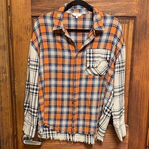 Entro Vibrant Plaid Shirt in Orange and Blue